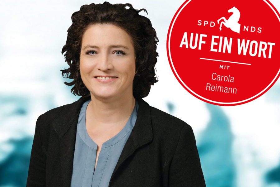 Bild von Carola Reimann mit Veranstatungstitel